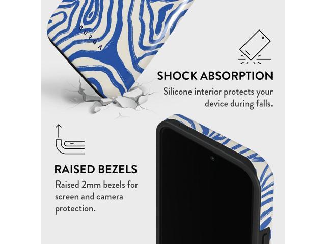 BURGA Phone Case Compatible with iPhone 14 PRO - Hybrid 2-Layer Hard Shell + Silicone protective Case - Blue Lines Ocean Waves - Scratch-Resistant...