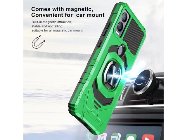 TJS Compatible for Cricket Magic 5G Case, AT & T Propel 5G Case, with Tempered Glass Screen Protector, Metal Ring Magnetic Support Kickstand Heavy...