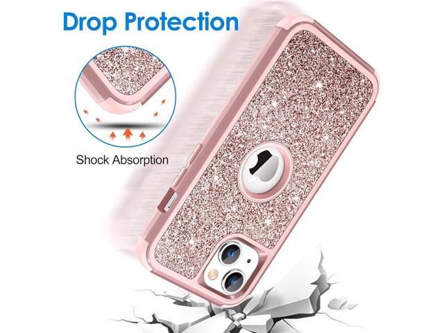 Case for iPhone 13 Case Glitter, Cute Sparkly Shiny Bling Sparkle Cover, Heavy Duty 3 in 1 Hybrid Hard PC Soft TPU Bumper Full Body Shockproof...