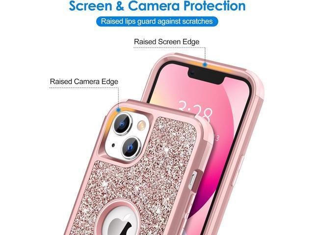 Case for iPhone 13 Case Glitter, Cute Sparkly Shiny Bling Sparkle Cover, Heavy Duty 3 in 1 Hybrid Hard PC Soft TPU Bumper Full Body Shockproof...