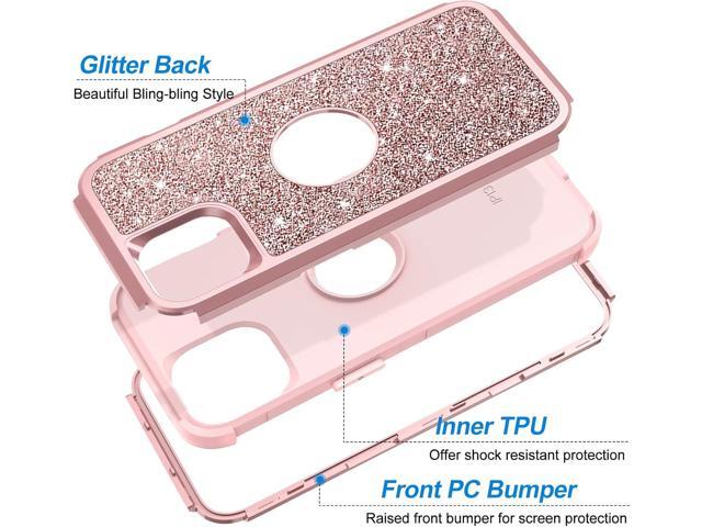 Case for iPhone 13 Case Glitter, Cute Sparkly Shiny Bling Sparkle Cover, Heavy Duty 3 in 1 Hybrid Hard PC Soft TPU Bumper Full Body Shockproof...