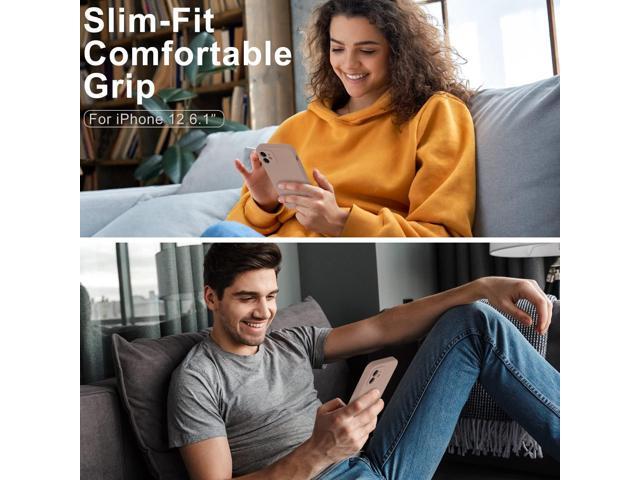 Compatible with iPhone 12 Case with Screen Protector,Enhance Camera Protection,Soft Flexible Silicone Gel Rubber Bumper Cover,Slim Fit Protective...