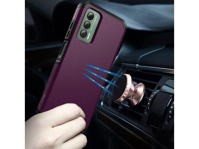 TJS Compatible for Cricket Outlast Case, AT & T Jetmore Case, with Tempered Glass Screen Protector Dual Layer Hybrid Magnetic Support Shockproof...