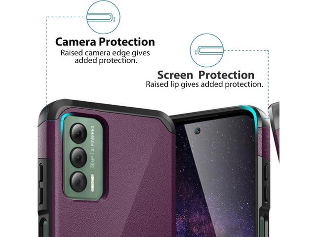 TJS Compatible for Cricket Outlast Case, AT & T Jetmore Case, with Tempered Glass Screen Protector Dual Layer Hybrid Magnetic Support Shockproof...