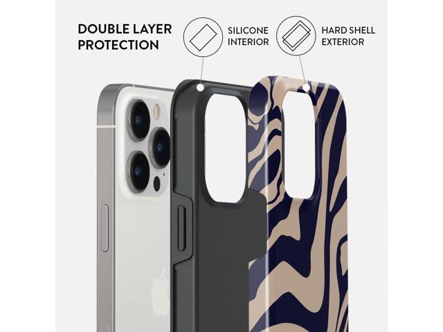 BURGA Phone Case Compatible with iPhone 14 PRO - Hybrid 2-Layer Hard Shell + Silicone protective Case - Blue Lines Aesthetic Pattern -...