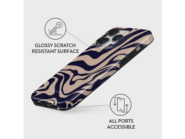 BURGA Phone Case Compatible with iPhone 14 PRO - Hybrid 2-Layer Hard Shell + Silicone protective Case - Blue Lines Aesthetic Pattern -...