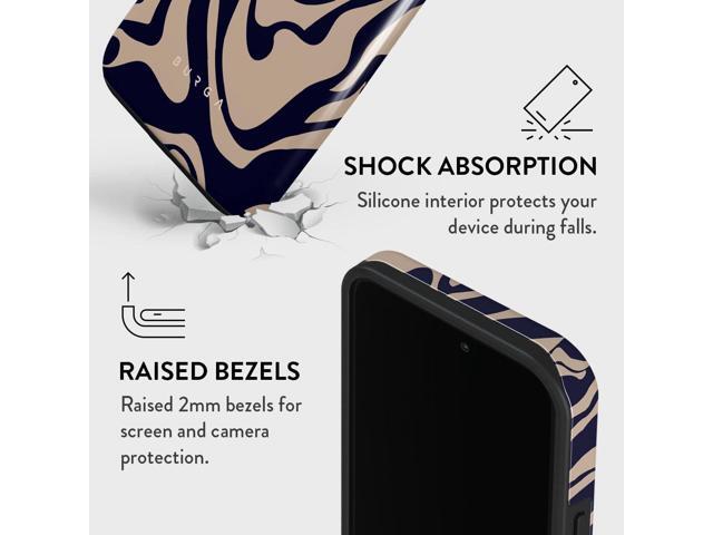 BURGA Phone Case Compatible with iPhone 14 PRO - Hybrid 2-Layer Hard Shell + Silicone protective Case - Blue Lines Aesthetic Pattern -...