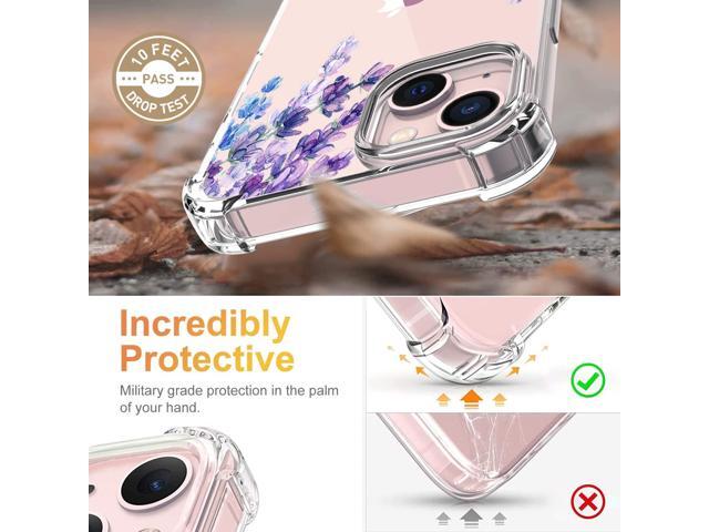 Flower Designed for iPhone 13 Case[with Screen Protector], Floral Clear Women Phone Case Shockproof Protective Soft TPU Bumper Cover 6.1 Inch 2021...