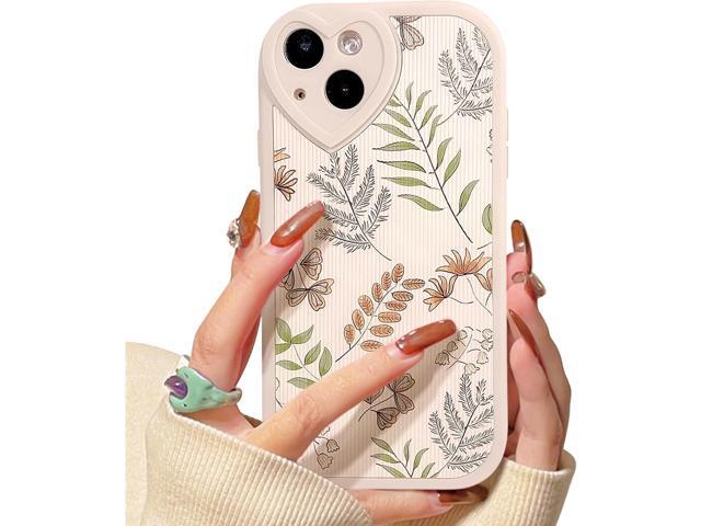 Lovmooful Compatible for iPhone 14 Case Cute Leaves with Love Lens Bumper Protector for Girls Women Soft TPU Shockproof Protective Girly for iPhone...
