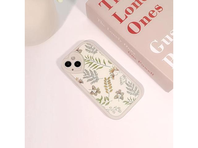 Compatible for iPhone 14 Case Cute Leaves with Love Lens Bumper Protector for Girls Women Soft TPU Shockproof Protective Girly for iPhone 14-Leaves