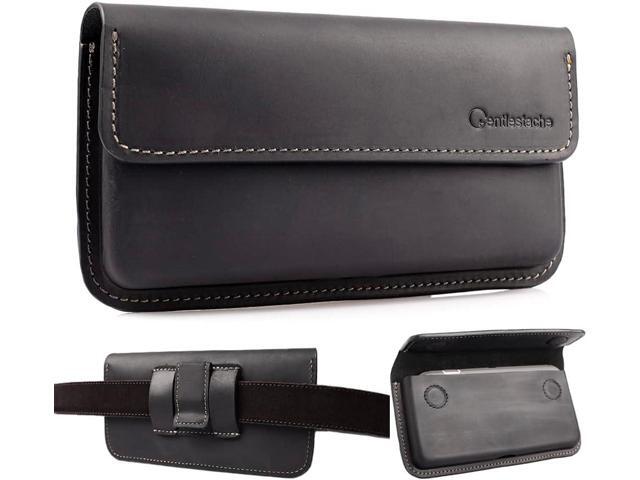 Gentlestache X-Large Leather Phone Holster, Horizontal Case for iPhone 14 Pro Max, Galaxy S23 Ultra/S23 Plus, Phone Belt Holder with Clip