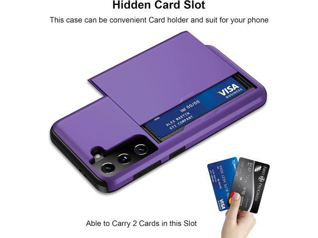 for Samsung S21 Case, Galaxy S21 Case Credit Card IDs Cash Holder Shell Wallet Case Slide Cover Dual Layer Hard PC Soft Rubber Cover Phone Case for...