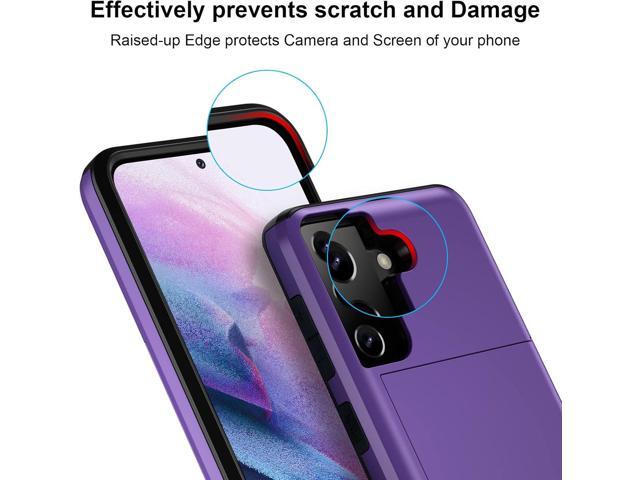 for Samsung S21 Case, Galaxy S21 Case Credit Card IDs Cash Holder Shell Wallet Case Slide Cover Dual Layer Hard PC Soft Rubber Cover Phone Case for...