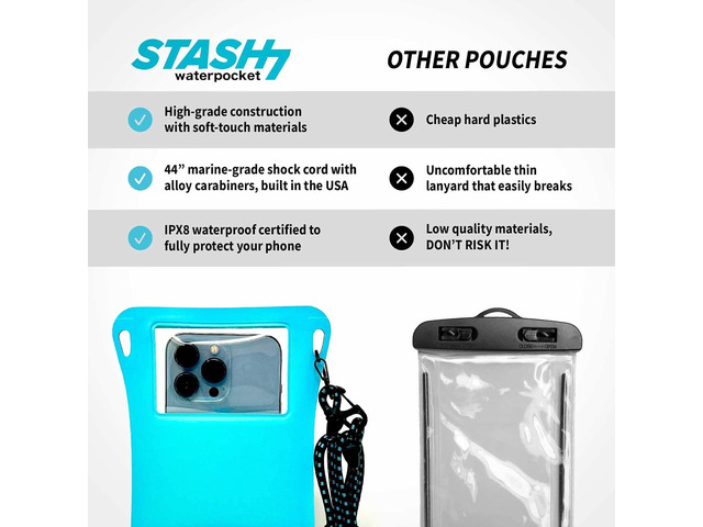 Waterproof Phone Pouch w/Long Lanyard IPX8 Adventure Grade Cellphone Dry Bag Case, Fits iPhone 15 Pro Max,14 Pro Max, 13 Pro Max, XS, XR, Galaxy...