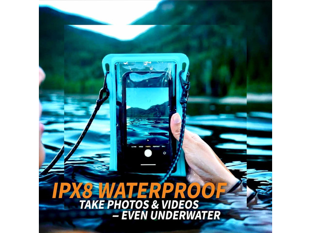 Waterproof Phone Pouch w/Long Lanyard IPX8 Adventure Grade Cellphone Dry Bag Case, Fits iPhone 15 Pro Max,14 Pro Max, 13 Pro Max, XS, XR, Galaxy...