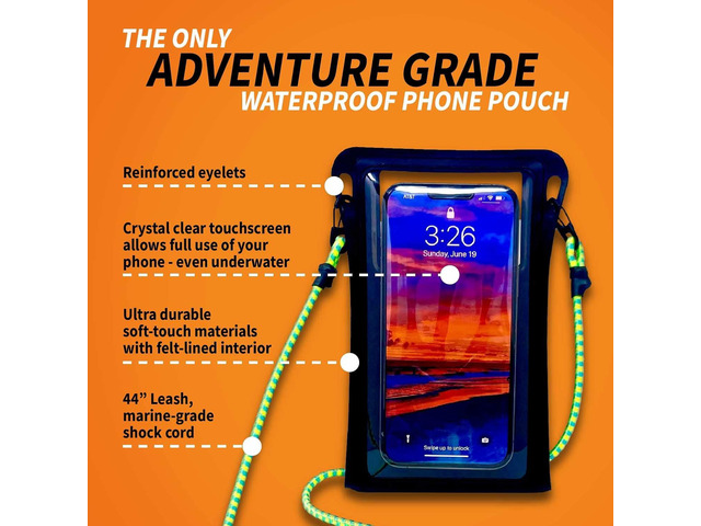 Waterproof Phone Pouch w/Long Lanyard IPX8 Adventure Grade Cellphone Dry Bag Case, Fits iPhone 15 Pro Max,14 Pro Max, 13 Pro Max, XS, XR, Galaxy...