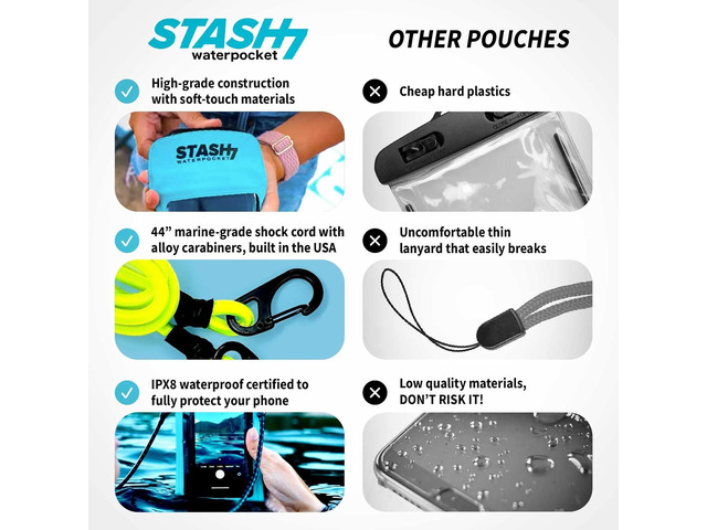 Waterproof Phone Pouch w/Long Lanyard IPX8 Adventure Grade Cellphone Dry Bag Case, Fits iPhone 15 Pro Max,14 Pro Max, 13 Pro Max, XS, XR, Galaxy...