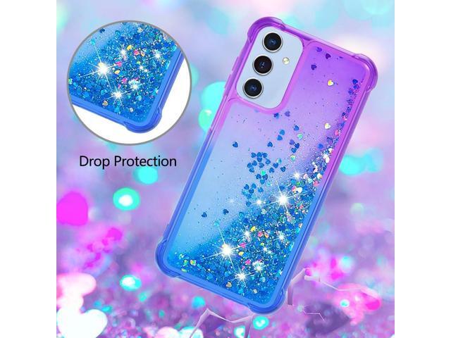 for Samsung Galaxy A15 5G Case with Screen Protector, Women Girls Glitter Bling Liquid Floating Cute Phone Case Soft TPU Slim Silicone Shockproof...