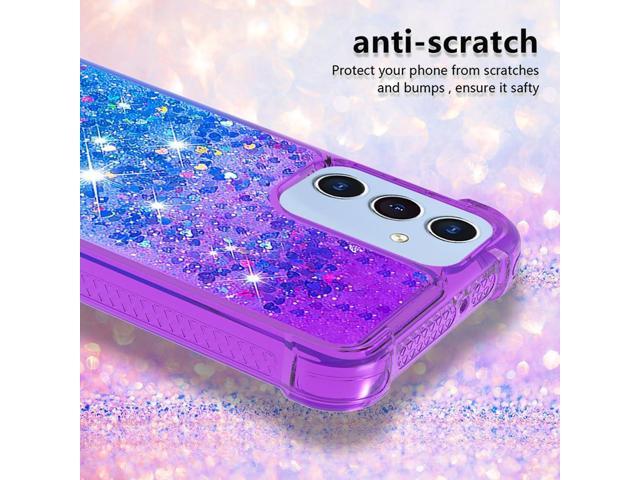 for Samsung Galaxy A15 5G Case with Screen Protector, Women Girls Glitter Bling Liquid Floating Cute Phone Case Soft TPU Slim Silicone Shockproof...