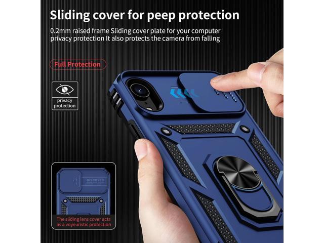 Weycolor for iPhone XR Case with Camera Lens Cover, HD Screen Protector, 10 FT Military Grade Drop Protection, Magnetic Ring Holder Kickstand...