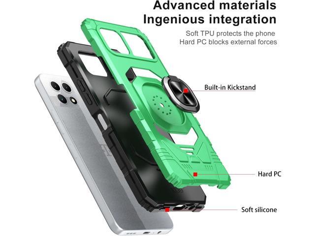 for T-Mobile REVVL 7 5G Phone Case with Tempered Glass Screen Protector,Military Grade Heavy Duty Shockproof Protective Cover,with Ring Kickstand...
