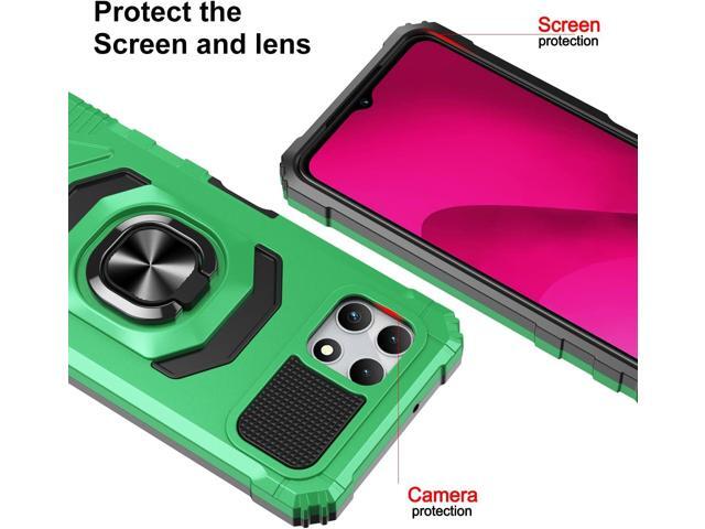 for T-Mobile REVVL 7 5G Phone Case with Tempered Glass Screen Protector,Military Grade Heavy Duty Shockproof Protective Cover,with Ring Kickstand...
