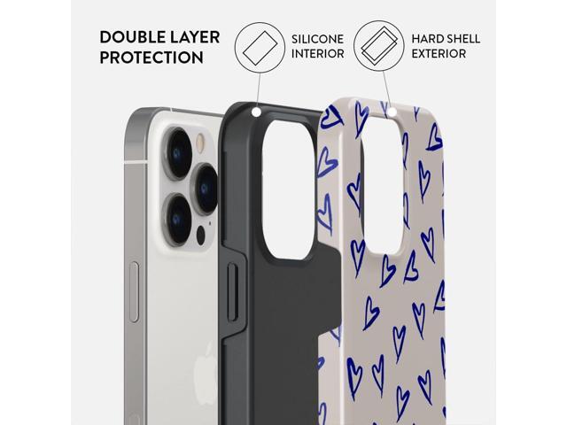 BURGA Phone Case Compatible with iPhone 14 PRO - Hybrid 2-Layer Hard Shell + Silicone protective Case - Blue Hearts Love Kiss Amor -...