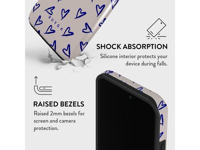 BURGA Phone Case Compatible with iPhone 14 PRO - Hybrid 2-Layer Hard Shell + Silicone protective Case - Blue Hearts Love Kiss Amor -...