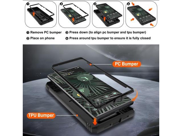 for Google Pixel 6 Pro Case with Slide Camera Cover & Screen Protector (2 PCS), Pixel 6 Pro Case Build in 360° Rotating Ring Kickstand, Military...