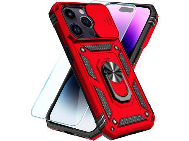 SunStory Compatible with iPhone 14 Pro Max Case with HD Screen Protector & Slide Camera Cover & Rotated Ring Kickstand, [Military-Grade] Phone Case...