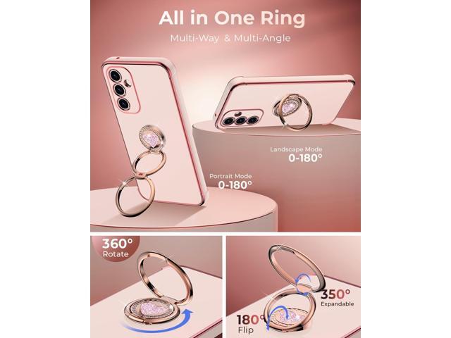 XYZ for Galaxy A14 5G Case with Stand, for Samsung Galaxy A14 5G Case with Double Ring, Women Girls Bling Luxury Protective Phone Case Heart for...