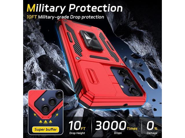 for Samsung Galaxy A15-5G Phone Case with Tempered Glass Screen Protector+Slide Camera Cover, with Magnetic Kickstand Galaxy A15 5G Case, Samsung...