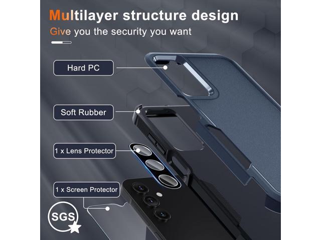 for Samsung Galaxy A15 5G Case, Full Body Heavy Duty Rugged Shockproof Protective Phone Cover with Lanyard Strap, Tempered Glass Screen Protector...