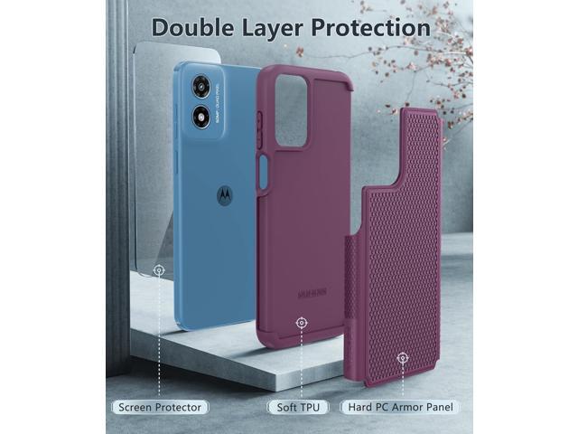 for Motorola Moto G-Play-2024 Case: Dual Layer Protective Heavy Duty Cell Phone Cover Shockproof Rugged with Non Slip Textured Back - Military...