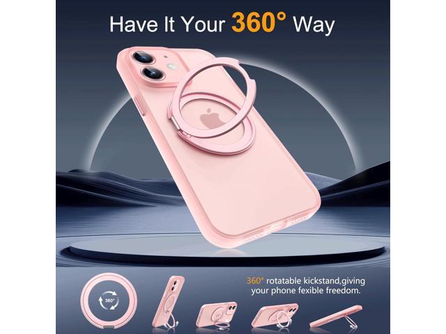 Compatible with iPhone 12 Case 6.1' [Compatible with Mag-Safe][360°Rotatable Magnetic Ring Stand] Translucent Protective Case with Ring Holder for...