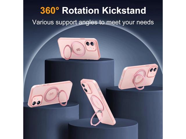 Compatible with iPhone 12 Case 6.1' [Compatible with Mag-Safe][360°Rotatable Magnetic Ring Stand] Translucent Protective Case with Ring Holder for...
