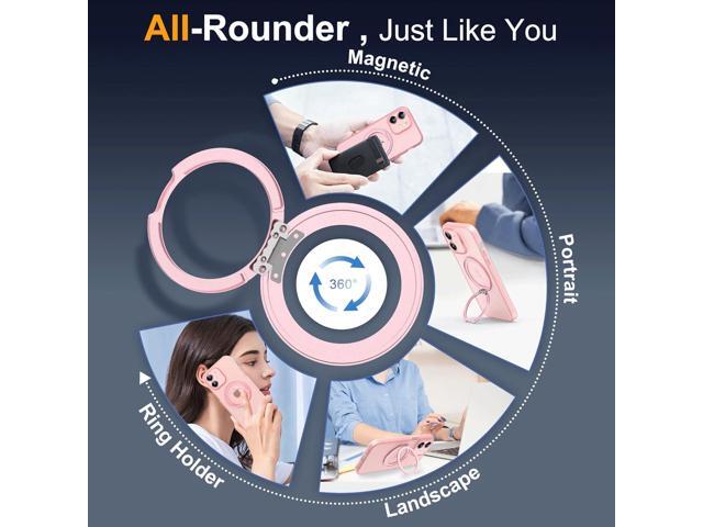 Compatible with iPhone 12 Case 6.1' [Compatible with Mag-Safe][360°Rotatable Magnetic Ring Stand] Translucent Protective Case with Ring Holder for...