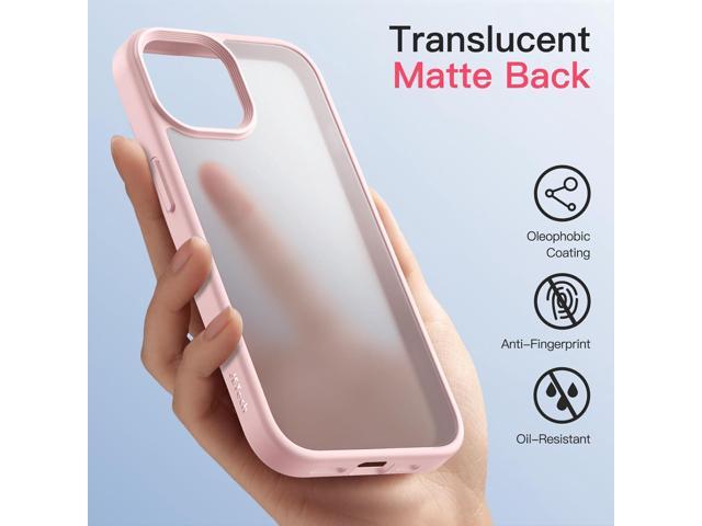 Matte Case for iPhone 13 6.1-Inch, Shockproof Military Grade Drop Protection, Frosted Translucent Back Phone Cover, Anti-Fingerprint (Pink)