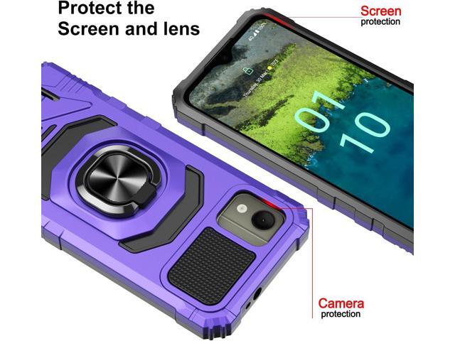 for Nokia C110 Phone Case with Tempered Glass Screen Protector,Military Grade Heavy Duty Shockproof Protective Cover,with Ring Kickstand Full-Body...