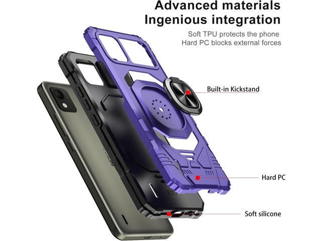 for Nokia C110 Phone Case with Tempered Glass Screen Protector,Military Grade Heavy Duty Shockproof Protective Cover,with Ring Kickstand Full-Body...