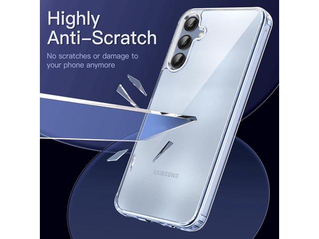 Case for Samsung Galaxy A25 5G 6.5-Inch, Non-Yellowing Shockproof Bumper Protective Phone Cover, Anti-Scratch Hard PC Back (Clear)
