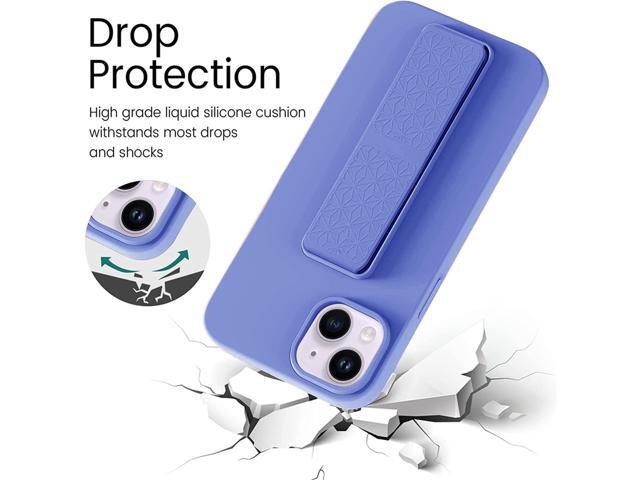 LAUDTEC Silicone iPhone 14 (6.1') case with Stand/Kickstand,Vertical and Horizontal Stand Hand Strap Metal Kickstand Shockproof Case for iPhone...