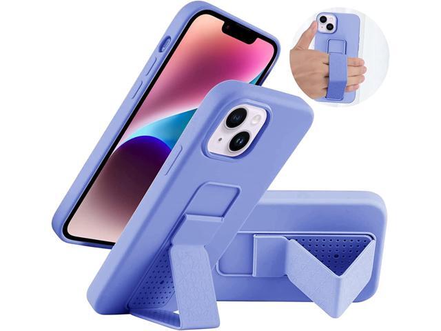 LAUDTEC Silicone iPhone 14 (6.1') case with Stand/Kickstand,Vertical and Horizontal Stand Hand Strap Metal Kickstand Shockproof Case for iPhone...