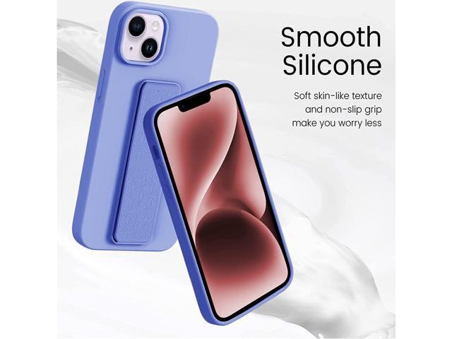 LAUDTEC Silicone iPhone 14 (6.1') case with Stand/Kickstand,Vertical and Horizontal Stand Hand Strap Metal Kickstand Shockproof Case for iPhone...