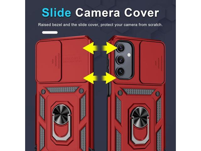 Janmitta Compatible with Galaxy A15 5G Case Built in Slide Camera Lens Cover+Screen Protector+Finger Ring Holder Kickstand,Heavy Duty Shockproof...