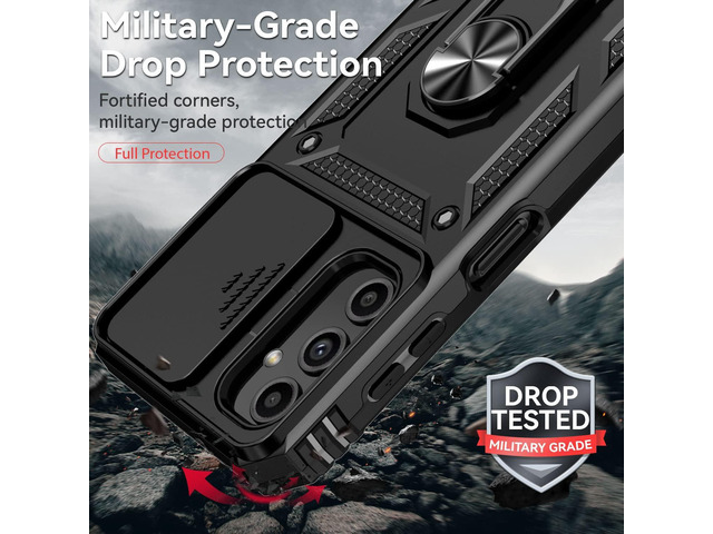 for Samsung Galaxy A25 5G Case with Camera Lens Cover HD Screen Protector, Dual Layer Military-Grade Drop Tested Magnetic Ring Holder Kickstand...