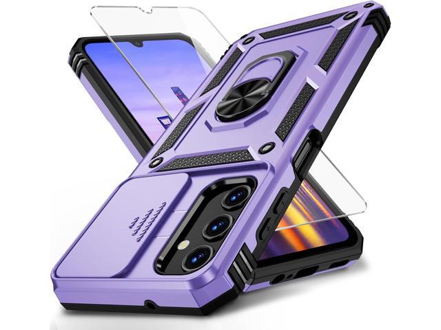 Vinve for Samsung Galaxy A15 5G Case with Slide Lens Cover, HD Screen Protector, Military Grade Drop Protection, Magnetic Rotated Ring Holder...