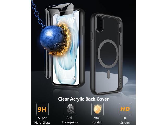 Hensinple for iPhone XR Case Magnetic, iPhone XR Phone Case with Screen Protector [Compatible with MagSafe][Non-Slip], Clear Hard Back Slim...