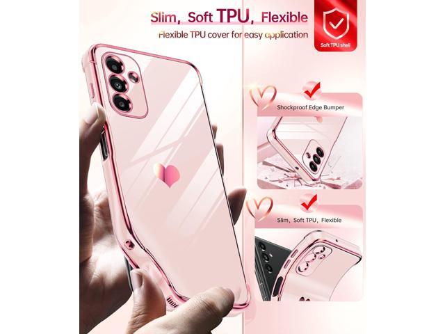 LeYi for Samsung A13 5G Case / A04s Case for Women for Girl + [2 Pcs] A13 5G Screen Protector, Aesthetic Love Heart Luxury Case Cute Plating Soft...