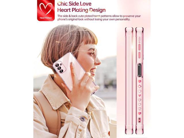 LeYi for Samsung A13 5G Case / A04s Case for Women for Girl + [2 Pcs] A13 5G Screen Protector, Aesthetic Love Heart Luxury Case Cute Plating Soft...